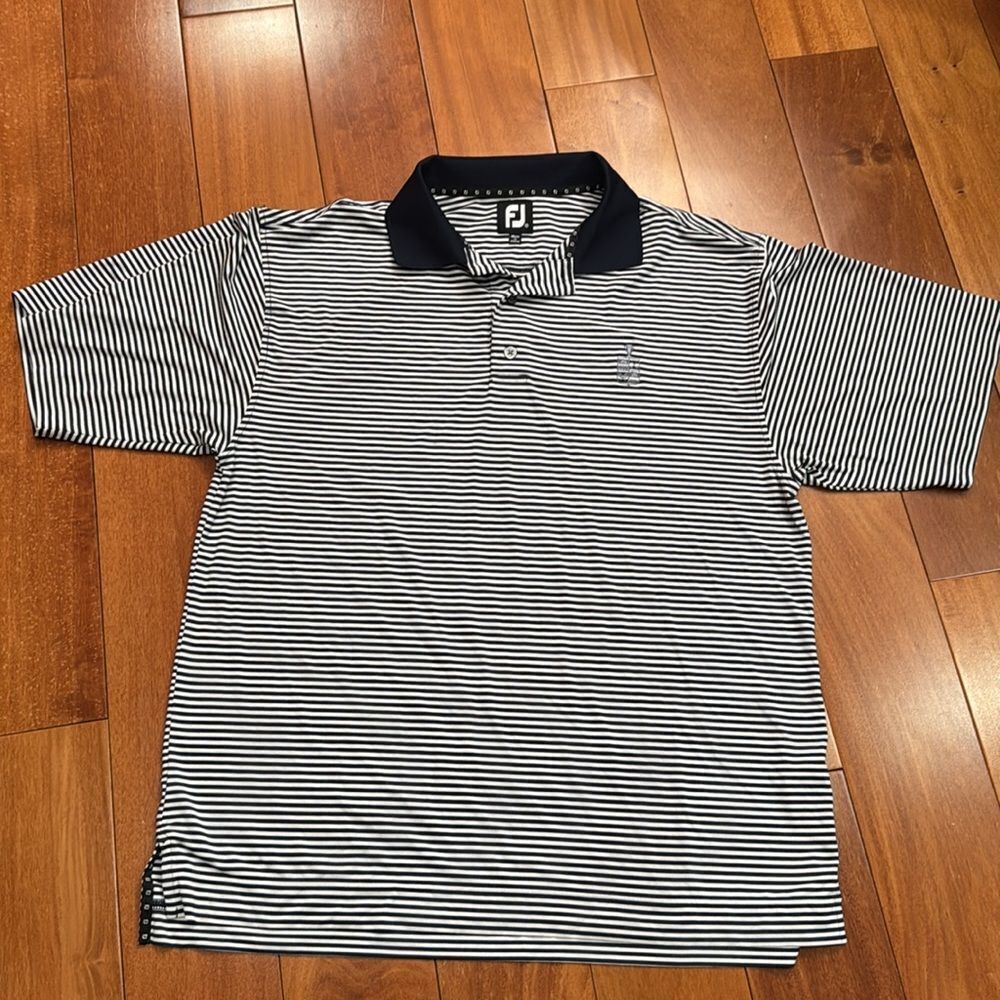 FootJoy FJ Men’s Golf Stretch Striped embroidered Logo Polo Shirt Size L - Picture 2 of 10